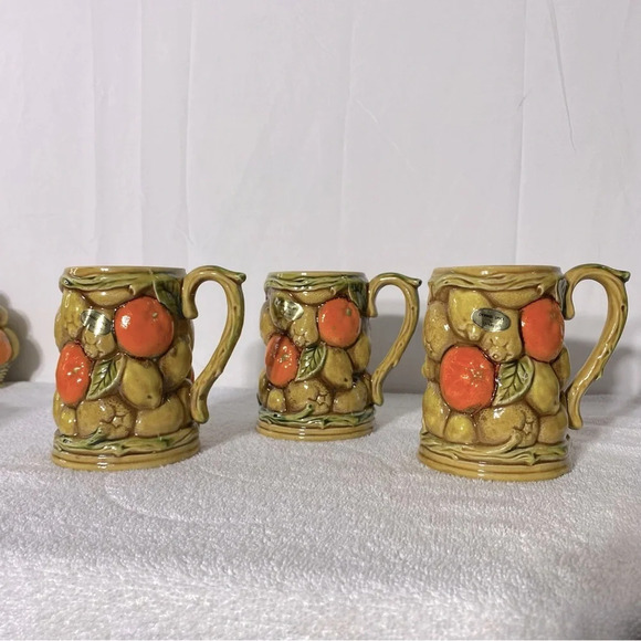Vintage MCM Japan Pottery Ceramic Orange Spice 8Pc  Tea Set - Picture 15 of 16